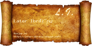 Later Ibrány névjegykártya